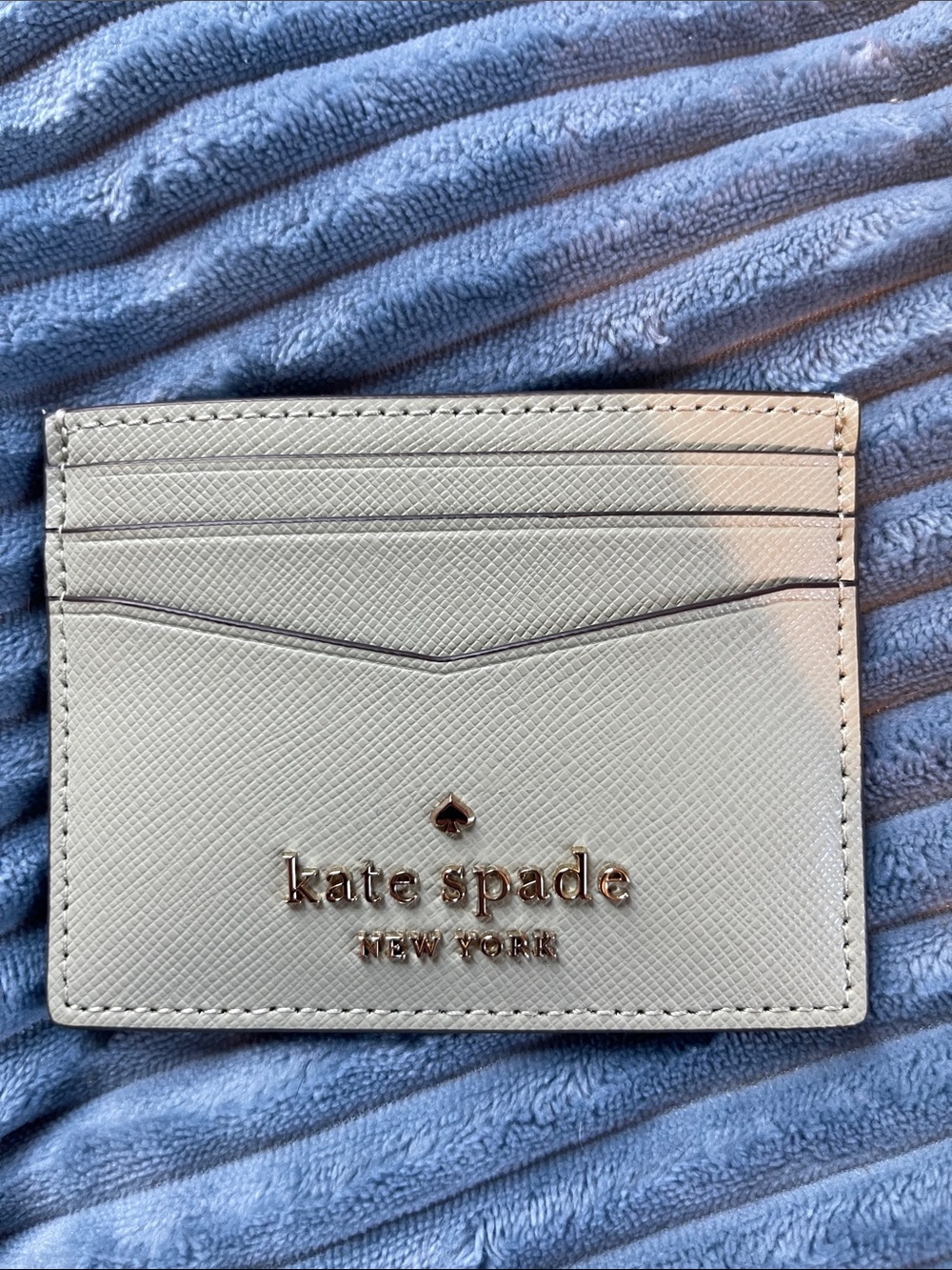 kate spade Light Blue Leather Card Case with Gold Logo